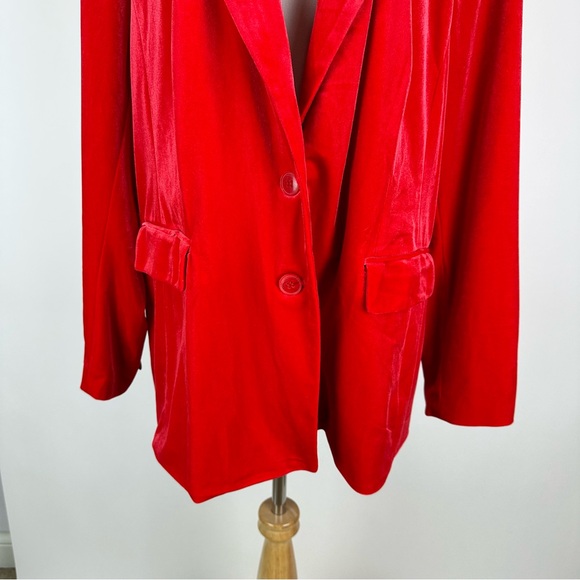 Lane Bryant Red Velvet Two Button Stretch Blazer Size 24 - Picture 5 of 14